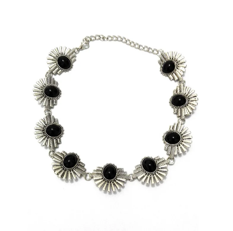 Женское колье чокер из натурального камня|silver chain|antique silver chainchoker necklace |