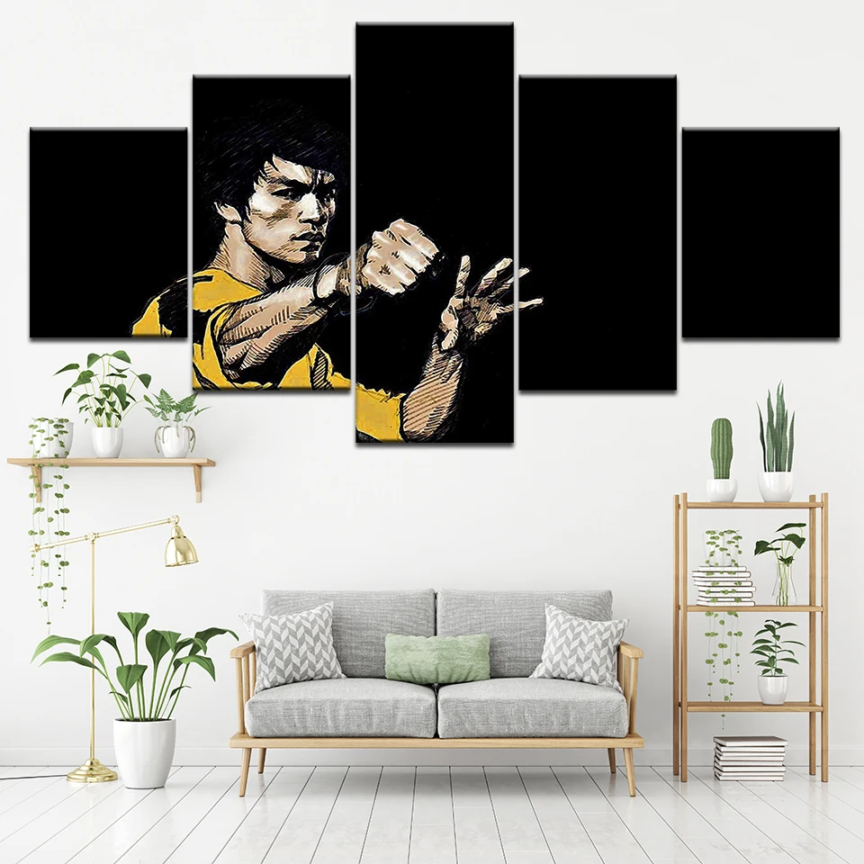 Картина на холсте Брюс Ли не молитесь за легкость жизни 5 шт. Настенная картина