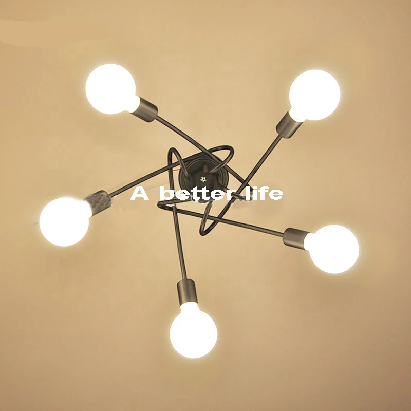 Промышленный Лофт гостиной спальни люстра потолочный светильник с 5 головками