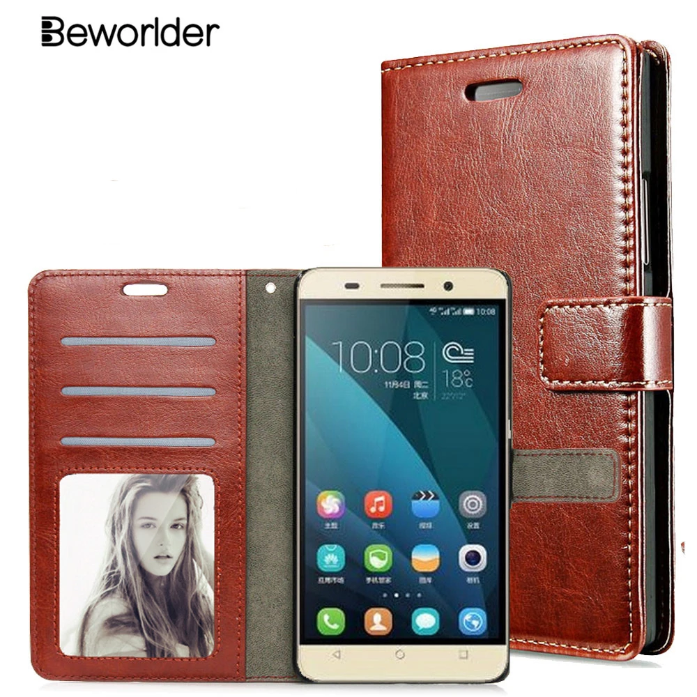 Для Huawei Honor 4X Кожаные чехлы фоторамка держатель для карт Ретро Флип кошелек