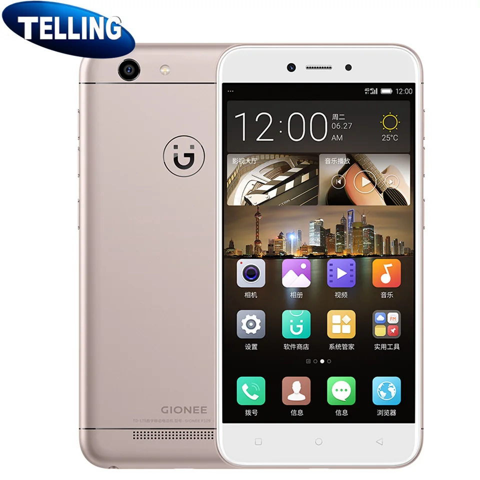 Оригинальный мобильный телефон Gionee F109L с глобальной прошивкой Android 7 0