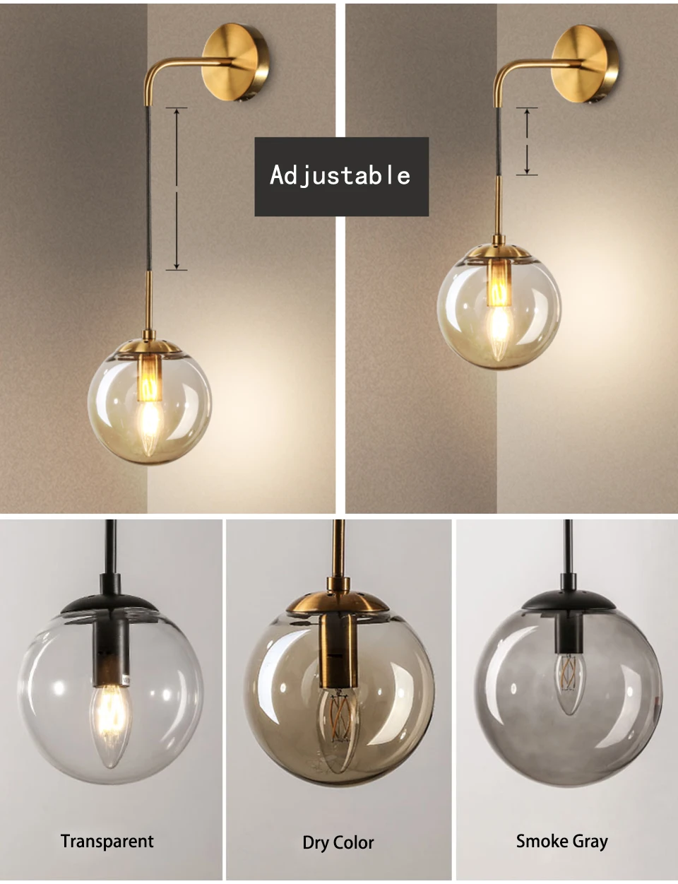 Northern Europe Vintage Metal Glass Wall Lamp Modern Indoor wall lighting For Bedside Living room Bedroom Stairway Light | Освещение