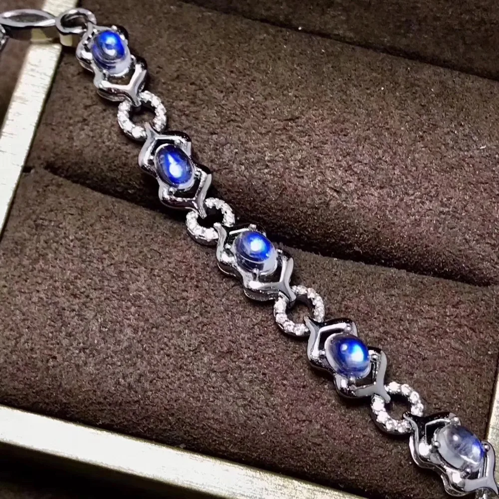 Fidelity natural 4*6mm blue moonstone Bracelets s925 sterling silver fashion fine jewelry gift for women party gemstone | Украшения и