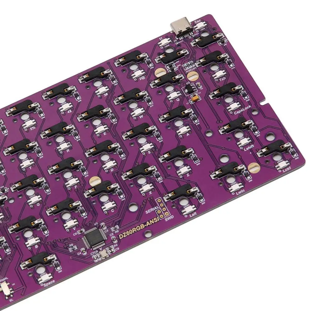 [В наличии] DZ60 ANSI RGB Горячая замена PCB с интерфейсом type-C для пользовательской 60%