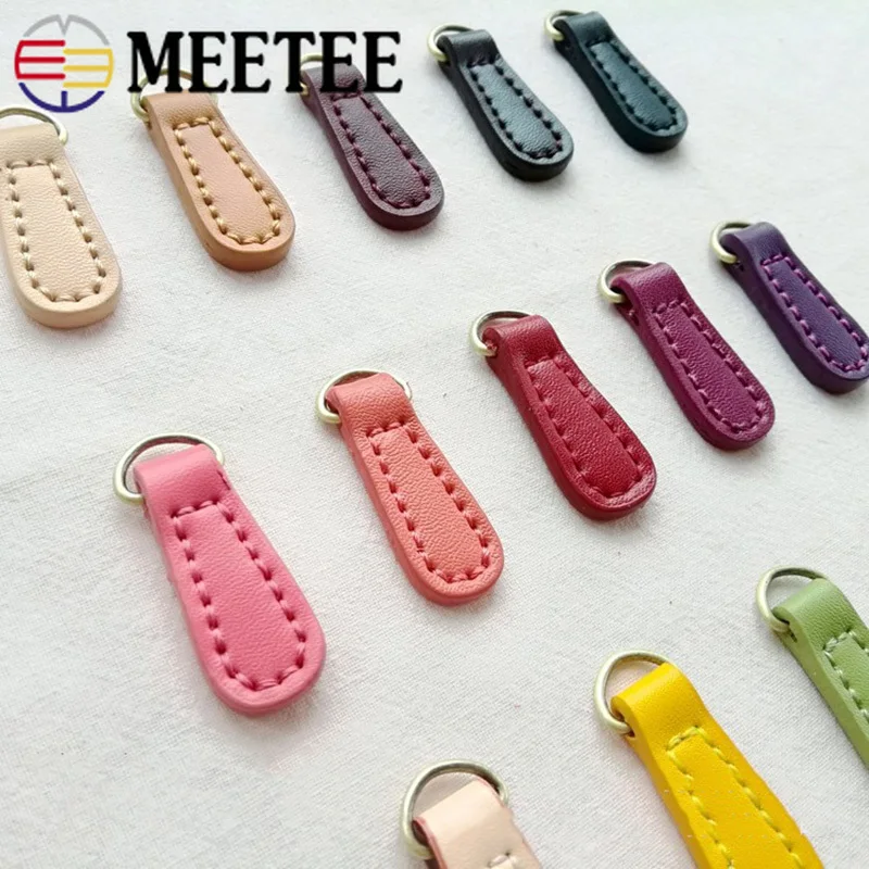 Meetee 10 шт. 1,4*4 см двухслойная воловья кожа молния Съемник Молния замок голова DIY ручной швейный багаж для одежды Пряжка Кулон ZT003