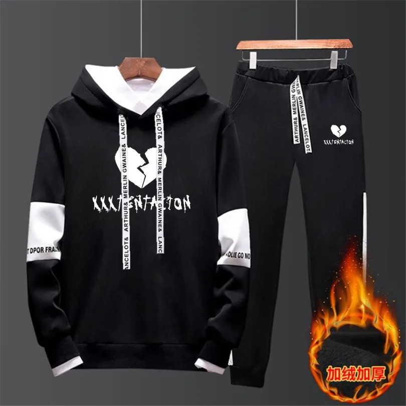 2019 Autumn XXXTentacion Revenge Kill Hip Hop Hoodies Sweatshirts And Sweatpants Men/madam Two Piece Set Hooded Suit Velvet | Мужская