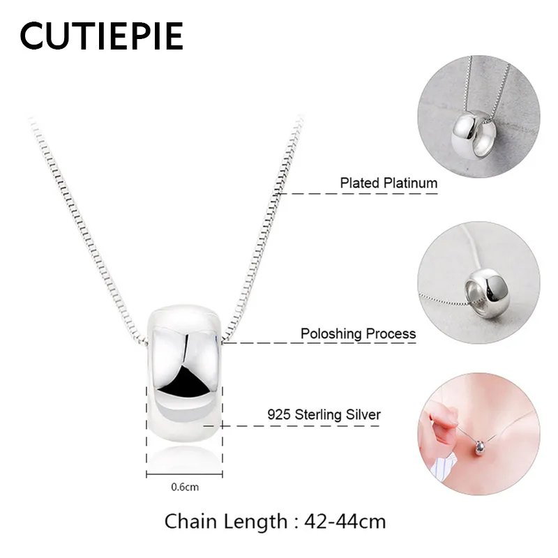 CUTIEPIE Новый настоящий 925 пробы Серебряный счастливый круг ожерелье s для женщин