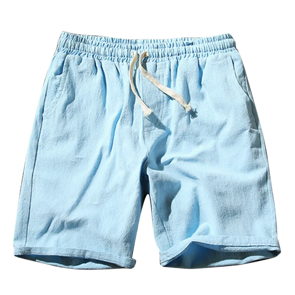 Sky Blue Мужские шорты, летняя мода, Новое поступление, Baita, лен, хлопок, короткие, лен, пот, удобные, Чино, большие прямые шорты, M-5XL - Цвет: Sky Blue