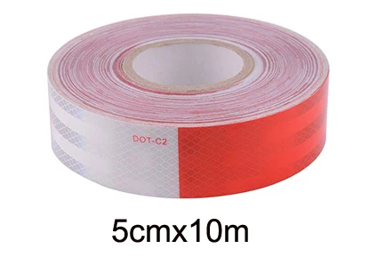 5cmx10m DOT-C2 светоотражающие наклейки для автомобилей, грузовиков, мотоциклов Предупреждение ющие знаки безопасности, клейкие ленты в рулоне - Цвет: 5cmx10m