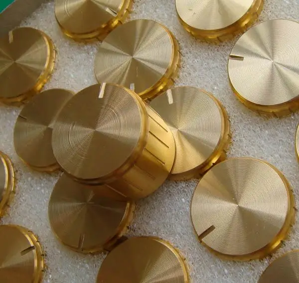 

Free Delivery. Potentiometer knob Aluminum knobs golden lace 17 mm high 21 mm in diameter