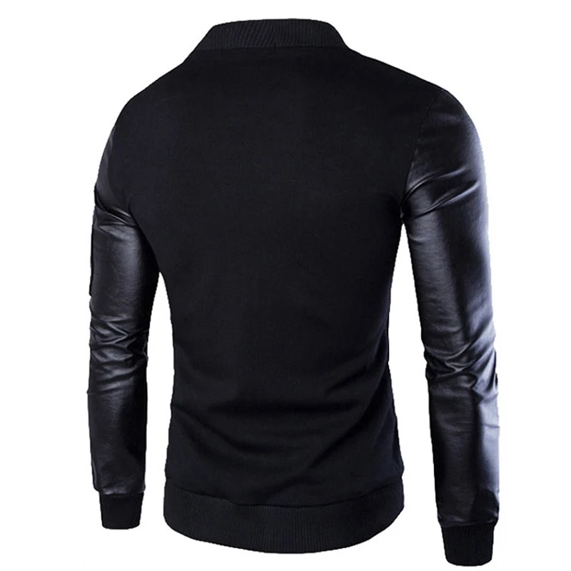UplzCoo Bomber Jacket Men Coats Patchwork Leather jacket Outerwear Autumn Slim Fit 2018 Brand Male Motorcycle Jackets FM001 | Мужская