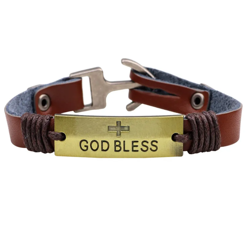Браслет с изображением Креста Иисуса для женщин/мужчин Вера Бог благословляет