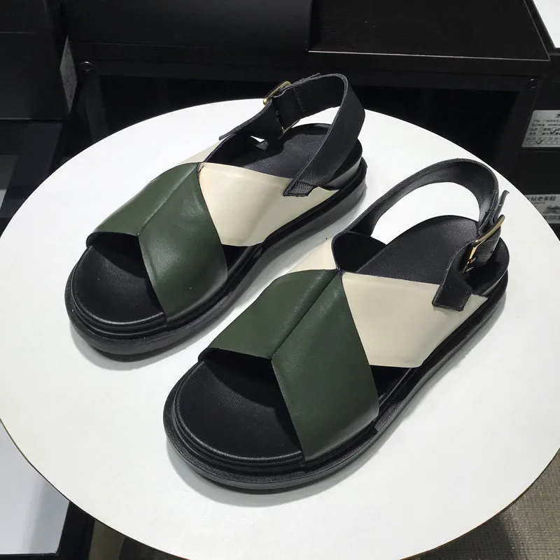 'Fussbett' летние женские сандалии на платформе босоножки с пряжкой из кожи Zapatos De