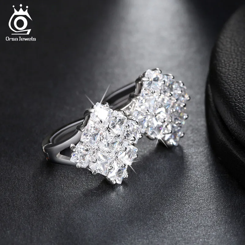 ORSA JEWELS 9 шт. 0.1ct AAA Австрийские CZ проложенные милые геометрические циркониевые серьги с маленькой петлей дизайнерские модные ювелирные изделия для девочек OME19