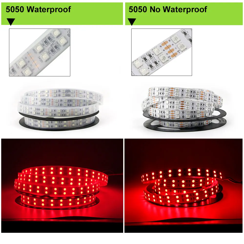 [DBF] DC 12V 5M 5050 SMD 600 светодиодный s IP67 водонепроницаемый RGB светодиодный светильник IP20 двухрядный 120 светодиодный/m Белый/теплый белый светодиодный гибкий светильник
