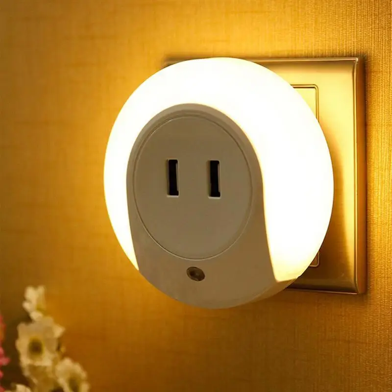 Свет Сенсор светодиодный ночник с 2A двойной Порты usb стены Зарядное устройство