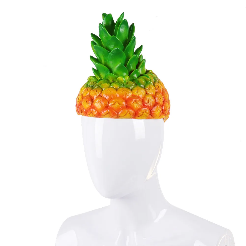 Adult Halloween Carnival Party Fancy Pineapple Silicone Simulation Mask Headgear Cosplay Cartoon Funny Fruit Costume Hats Prop |