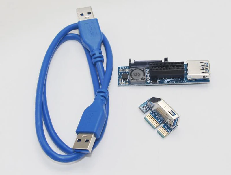 Новый PCI E Express 1X к расширитель адаптер переходная карта USB 3 0 кабель SATA питание для
