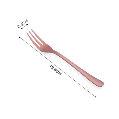 Rose Gold 304, нержавеющая сталь, корейский стиль, яркие, для салата, десерта, вилка с длинной ручкой, золото, синий цвет, вилка для отеля, вечерние - Цвет: Rose Gold
