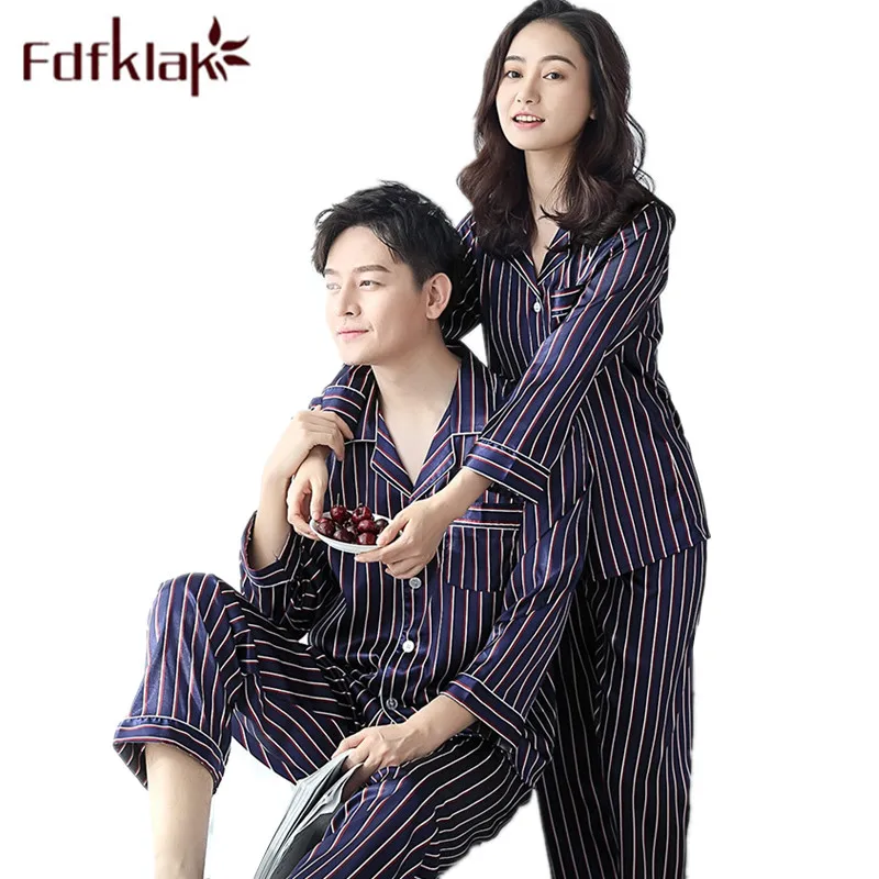 Пижама для пар в полоску весна осень Q770|couples pajamas|sleepwear setsleep clothes |