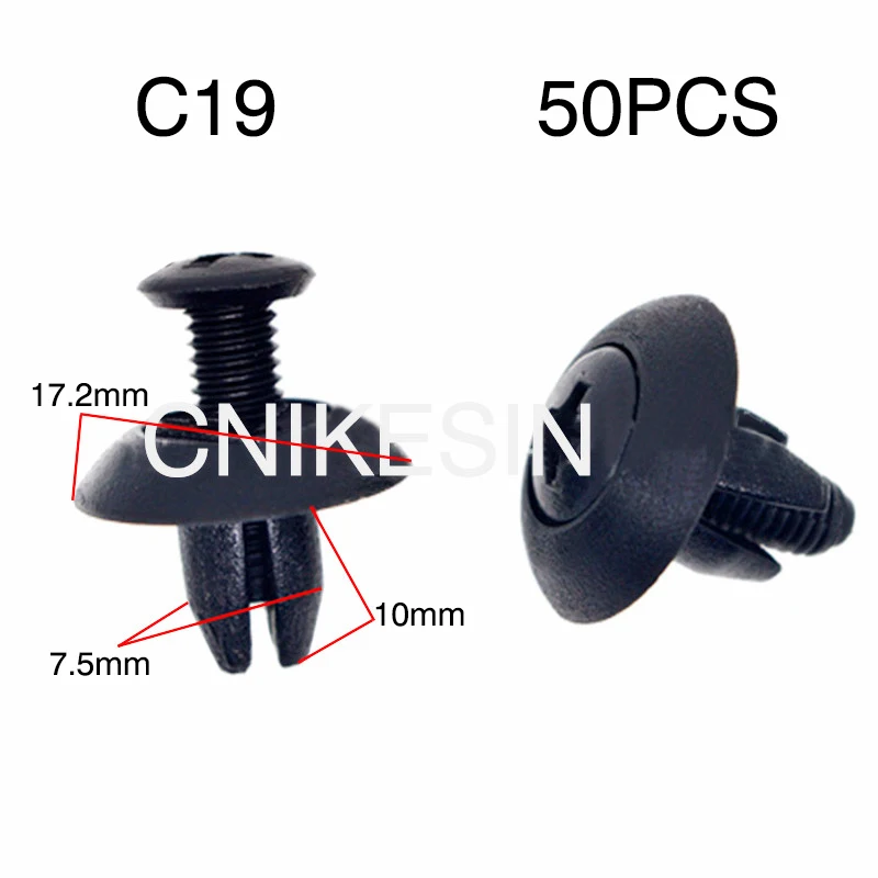 CNIKESIN 50 шт. C19 Авто застежка для автомобиля TOYOTA Пластик декоративная фиксированной