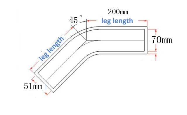 

custom hose 51/70mm 45bend hose leg lenght 200mm