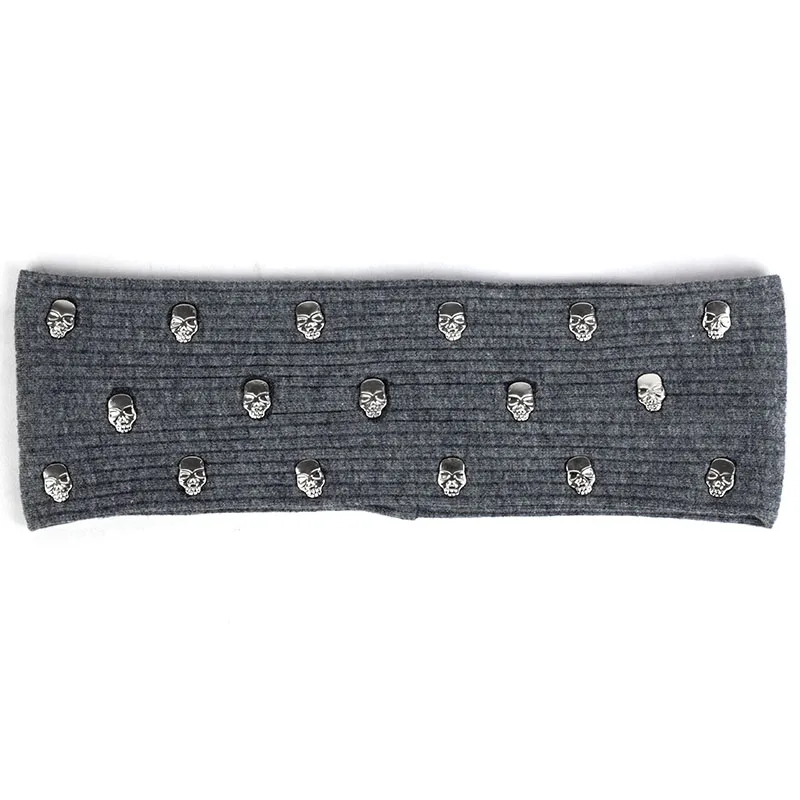 Silver Dark Gray Модная футболка с изображением черепа и волос Аксессуары женские ребристые эластичные плоские повязки для волос Твердые Бохо повязка на голову головной убор для девочки Женские полосатые тюрбан обертывания - Цвет: Silver Dark Gray