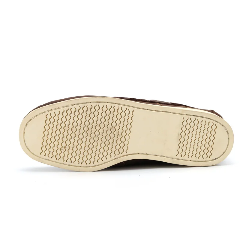 Мужская обувь повседневные летние туфли-лодочки из натуральной кожи коричневого