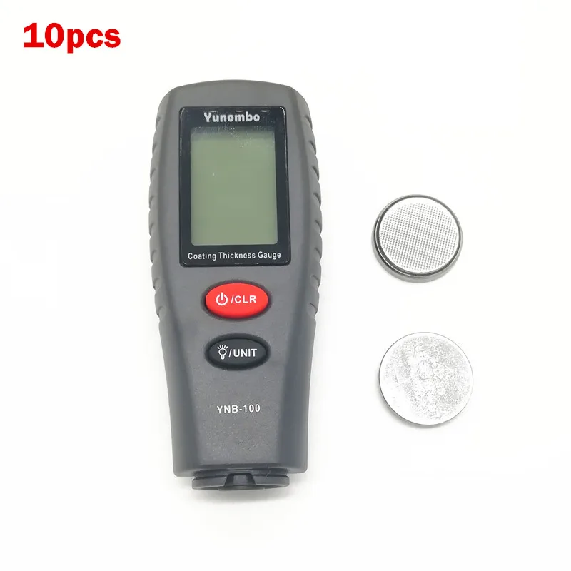 with battery 10 шт. цифровой мини-измеритель толщины покрытия измеритель толщины краски автомобиля тестер толщины краски с подсветкой YNB-100 - Цвет: with battery