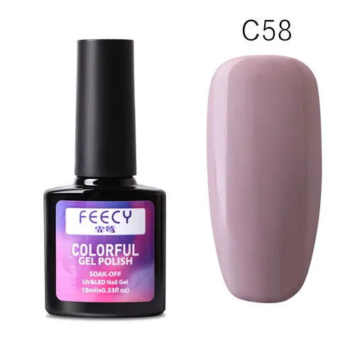 Feecy C58 60 цветов 10 мл замачиваемый УФ светодиодный Гель-лак для ногтей Новое поступление грунтовка гель лак основа не протирать верхнее покрытие ногтей художественный Гель-лак для ногтей набор - Цвет: Feecy C58