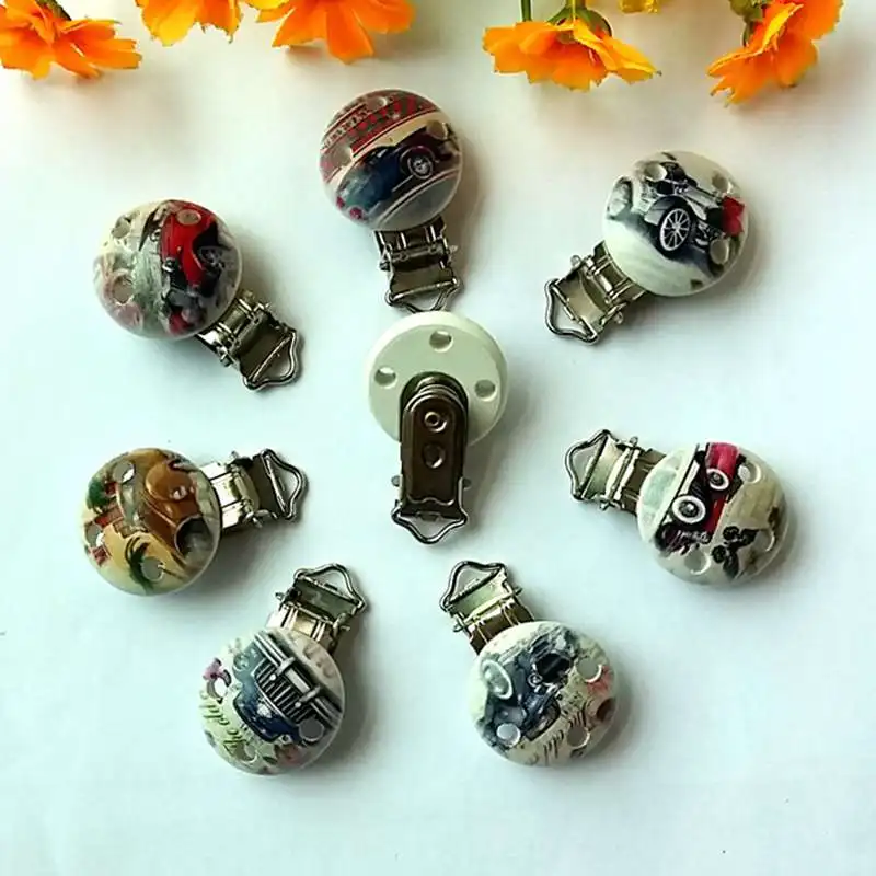 Набор из 5 металлических деревянных зажимов для детских сосок держатели с