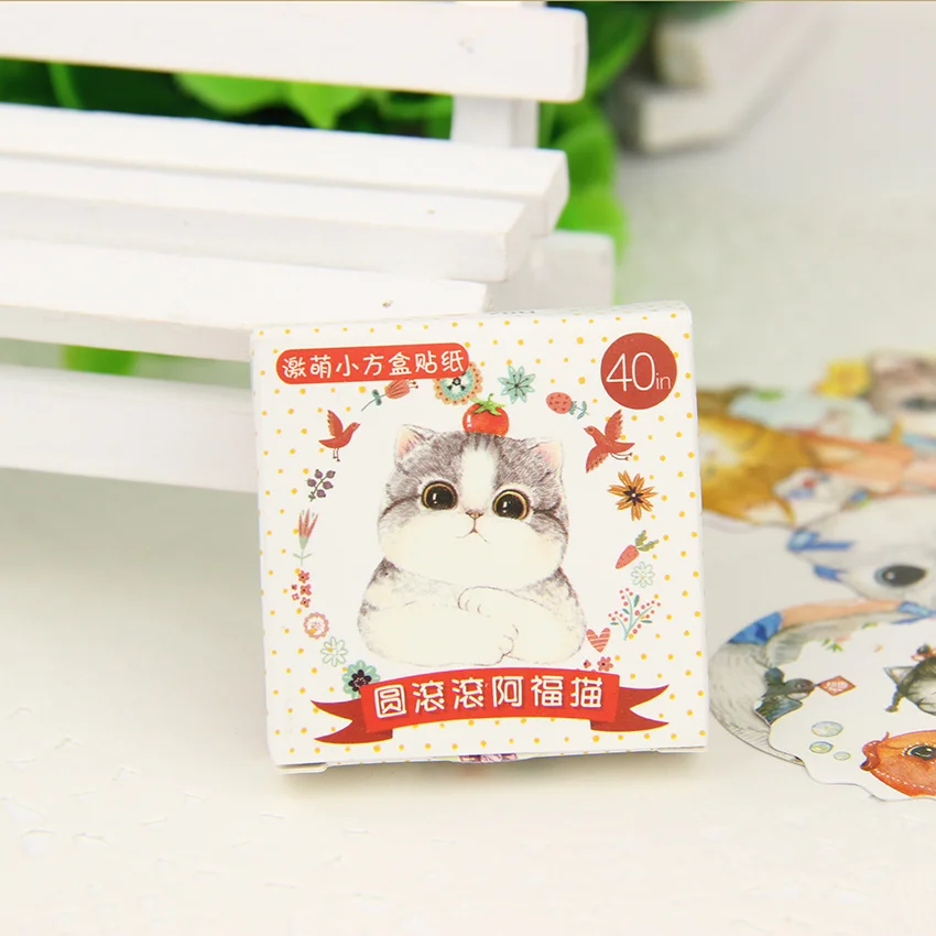 40 шт./лот, наклейки для жирного кота, упаковка, Kawaii, DIY стикеры для скрапбукинга, канцелярские принадлежности, материал Escolar, новые школьные принадлежности