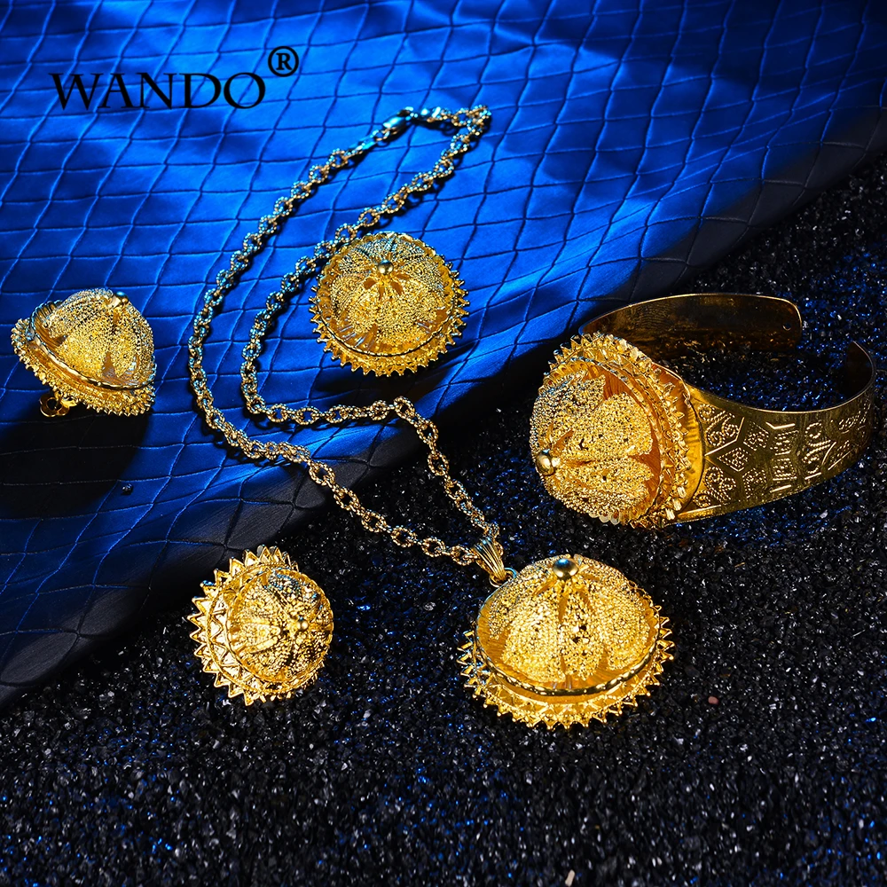 WANDO новый большой Эфиопский золотой цвет Женские Ювелирные наборы с эфиопской