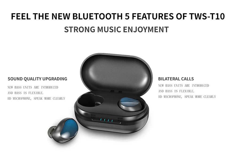 T10 TWS Bluetooth наушники гарнитура настоящая Беспроводная зарядка Bluetooth V5.0 пояс Зарядка сокровище наушники настоящие беспроводные наушники