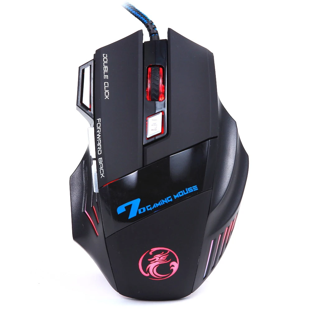 Professional Gaming mouse 7 кнопок Регулируемая dpi 1000/1600/3200/2400 большая игровая мышь для