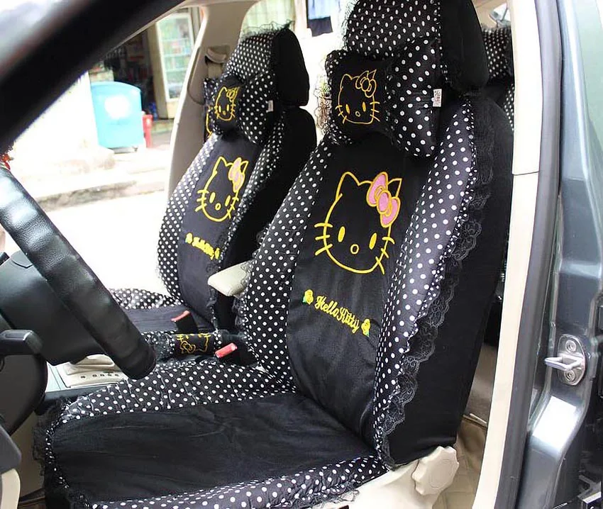 Новые кружевные чехлы на сиденья автомобиля с розовым котом аксессуары для