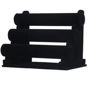 Вельветовый 3-уровневый держатель для браслетов и часов, витрина для ювелирных изделий, органайзер для хранения ожерелья, браслета