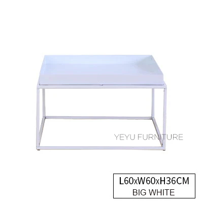 Large White Современный дизайн, лофт, металлический стальной поднос, стол, лофт, чайный столик, Объединенный чайный журнальный столик, минимализм, дизайн, приставной столик, 3 размера - Цвет: Large White