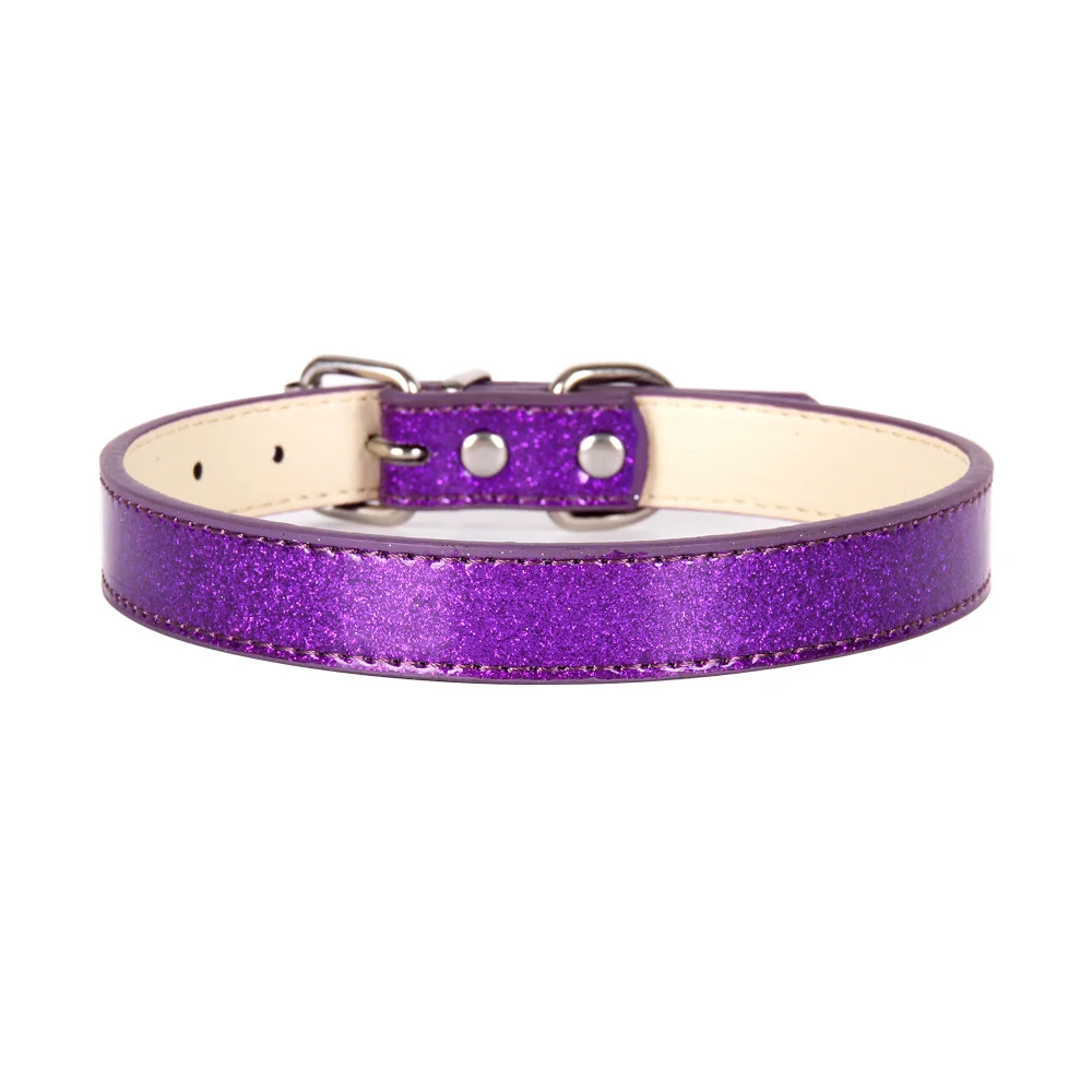 Bling из искусственной кожи товары для домашних животных, собаки ошейник для маленькой большой всех собак XS/S/M/L/XL/XXL/XXXL/4XL/5XL золото поводок для щенка собаки аксессуары - Цвет: Purple