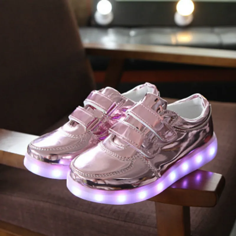 Led Luminous Shoes Glowing Children Sneakers Baby Boys Girl Fashion Light Up Casual kids 7 Colors USB Charge LED Simulation Sole | Детская