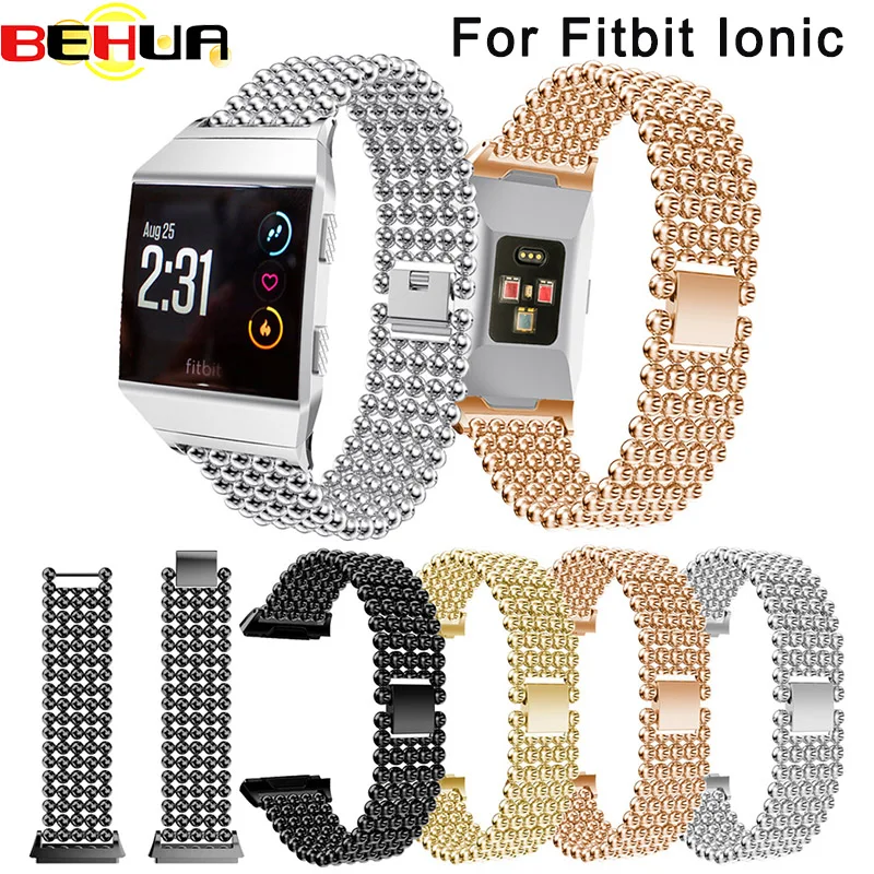 

Watchband New Luxury Alloy Crystal Watch Band Wrist strap For Fitbit Ionic Wearable round Replacement Correa redonda del grano