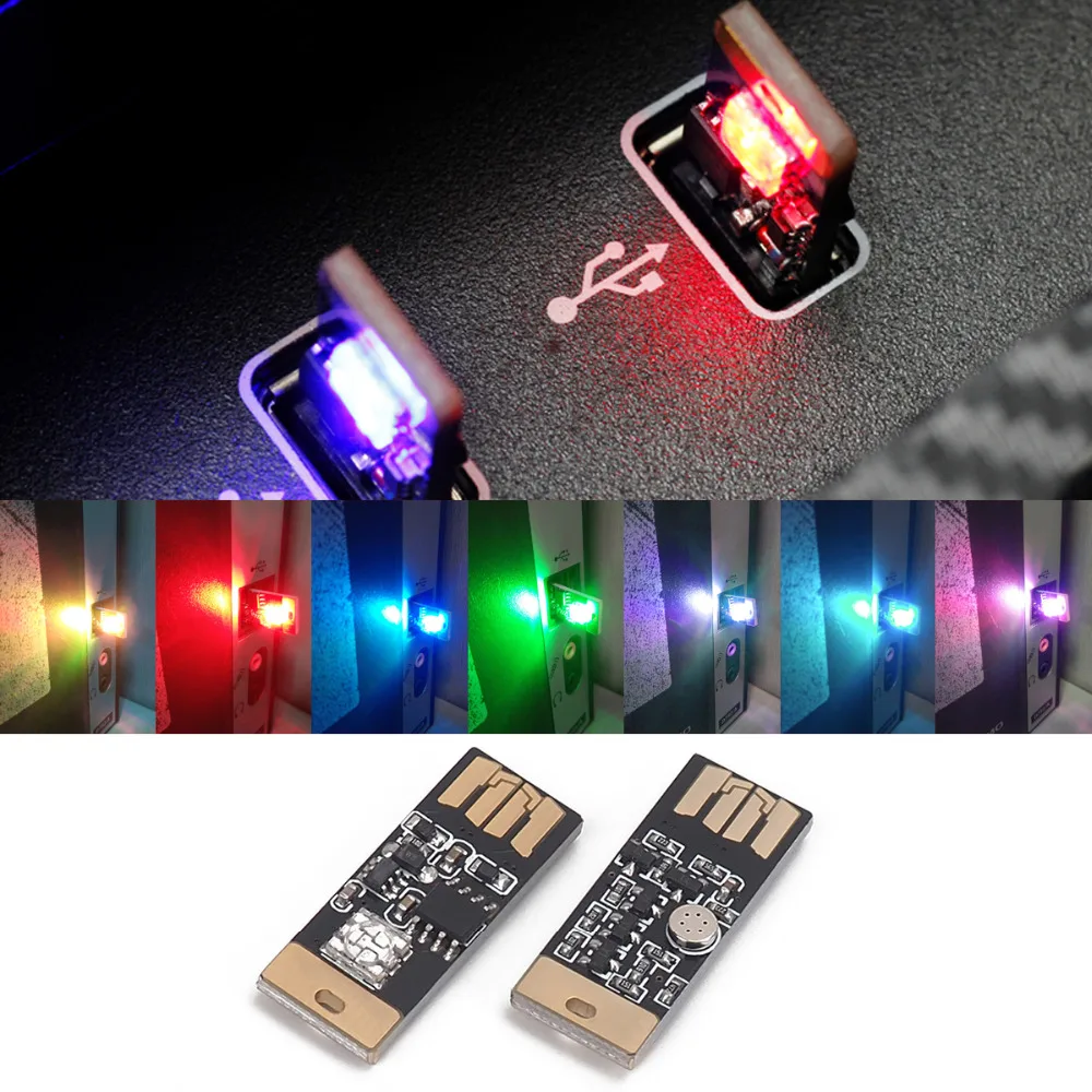 2xдекоративная лампа голосовое сенсорное управление автомобильные USB