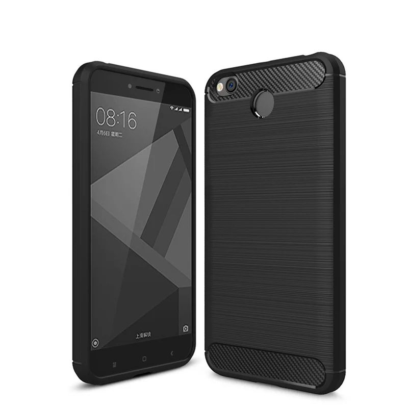 For Xiaomi Redmi 4X Case Cover Carbon Fiber Bumper Rugged Shockproof TPU Silicone Protector |