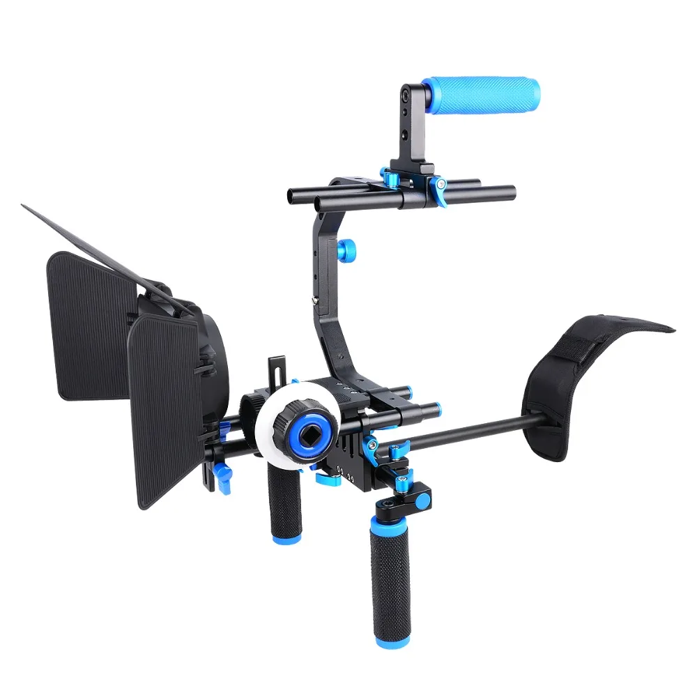 Handheld Shoulder mount DSLR Video Camera Stabilizer Movie Film Support Kit with Top Hand Grip+Matte Box+Follow Focus+C Shaped|follow focus|camera