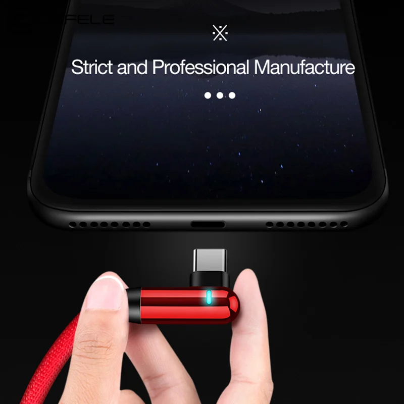 Cafele USB C Cable for Xiaomi 8 Charging Type LED Lighting Nylon Weave Type-C USB-C Mobile Charger Data Sync | Мобильные телефоны и