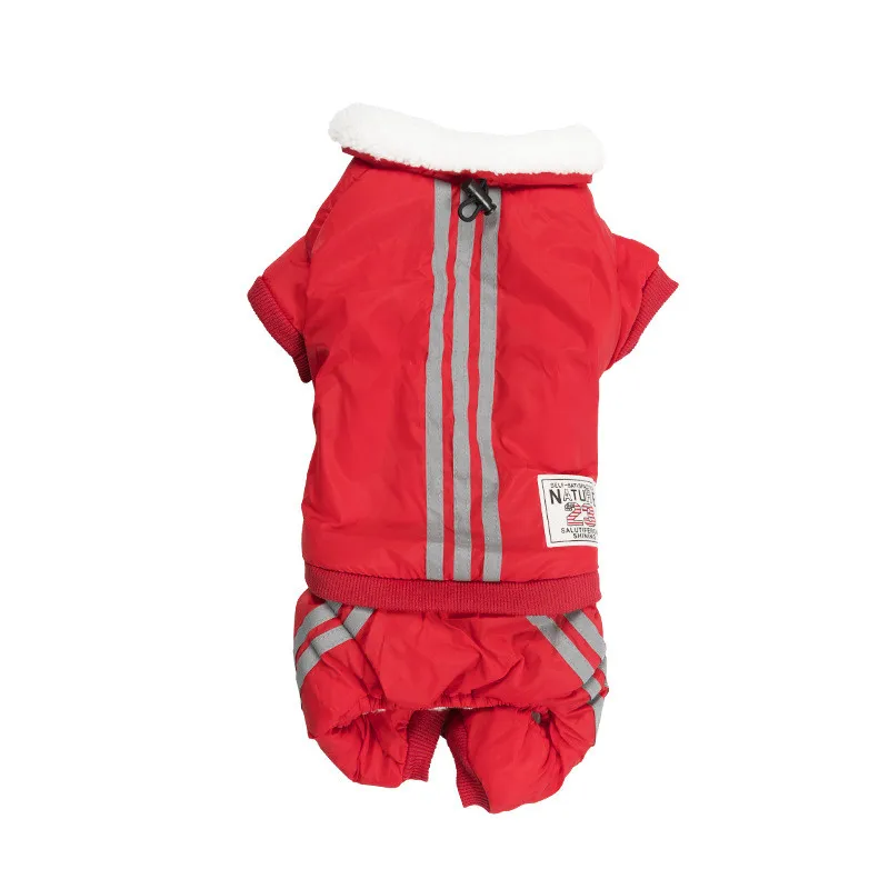 Одежда для собак красный светоотражающий комбинезон зимний пижама маленьких