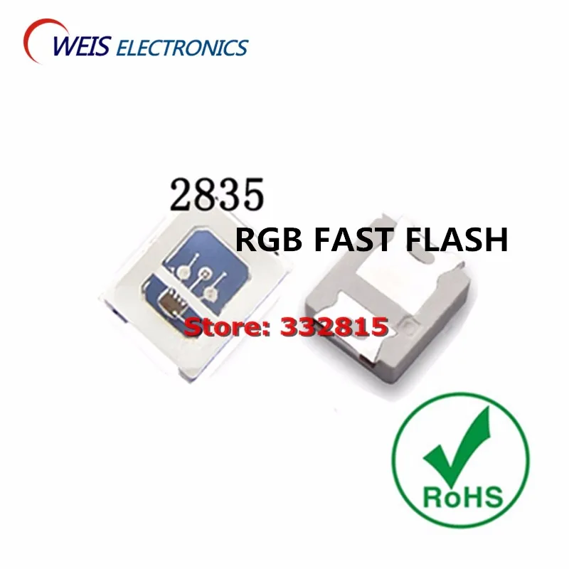

1000PCS 2.8*3.5mm 2835 RGB FAST FLASH lamp LED RED BLUE GREEN Automatic flash Internal IC Light beads WHOLESALE Free shipping