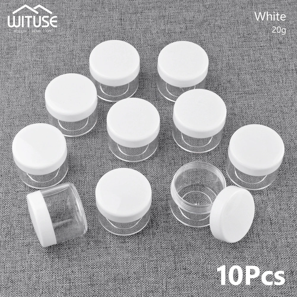 20g White Новые 10 штук пластиковые банки для кастрюль пустой косметический контейнер 7 цветов банки для макияжа с крышкой для кремов образец для хранения макияжа 20 г - Цвет: 20g White