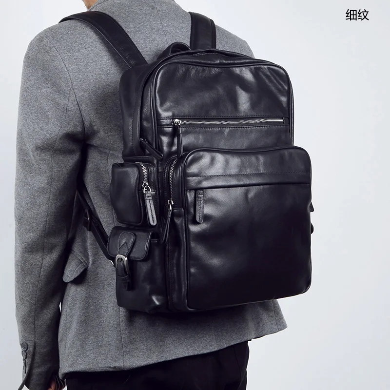 Мужской рюкзак из коровьей кожи LANSPACE модный брендовый натуральной | Багаж и сумки