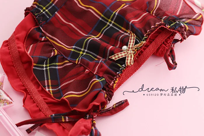 Британский стиль новый год красное шелковое шифоновое молочное женское нижнее